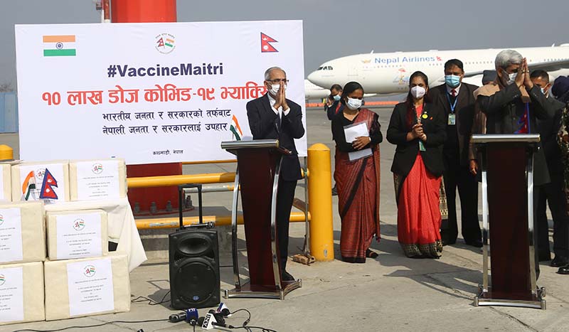 India hands over COVID vaccines to Nepal